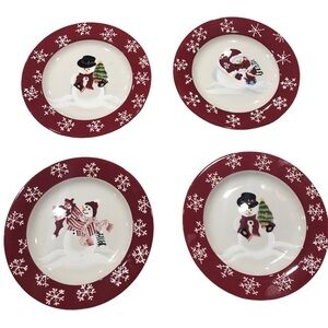 Harry & David set of 4 Snowman Dessert/Salad 9” Plates
